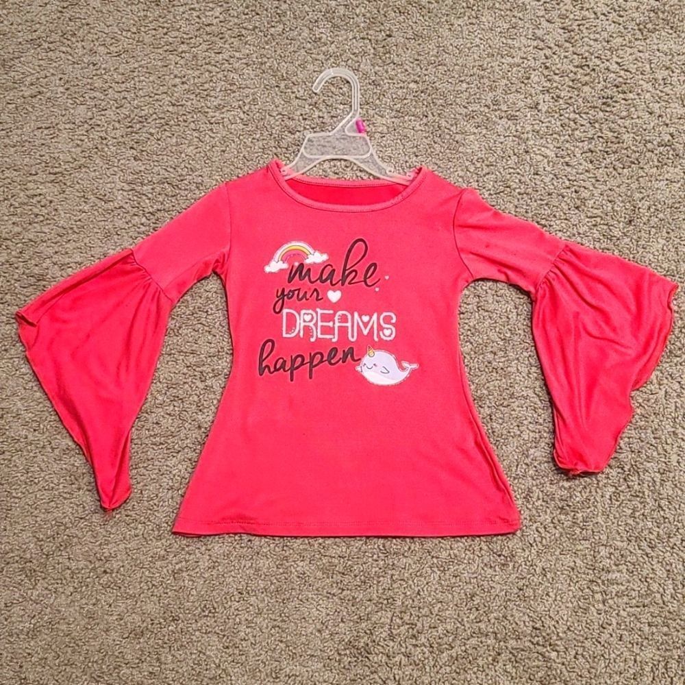 Cute! Ruffle sleeve shirt. Pink. Size 5/6 soft material